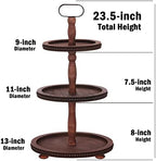 Wooden Tiered Tray 3-Tier Decorative Tray Stand Serving Tray in Brown, alternate view 3