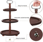 Wooden Tiered Tray 3-Tier Decorative Tray Stand Serving Tray in Brown, alternate view 4