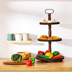 Wooden Tiered Tray 3-Tier Decorative Tray Stand Serving Tray in Brown, alternate view 5