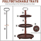 Wooden Tiered Tray 3-Tier Decorative Tray Stand Serving Tray in Brown, alternate view 6
