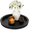 Wooden Tray for Coffee Table: Candle Holder Plate Black Round Decorative Serving Tray - Vintage Table