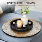 Wooden Tray for Coffee Table: Candle Holder Plate Black Round Decorative Serving Tray - Vintage Table, alternate view 3