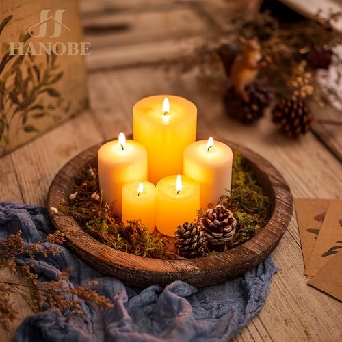 Wooden Tray for Coffee Table, Decorative Round Candle Holder Plate in 11.2" x 11.2" in Distressed, alternate view 2