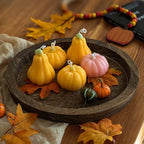Wooden Tray for Coffee Table, Decorative Round Candle Holder Plate in 11.2" x 11.2" in Distressed, alternate view 4