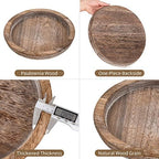Wooden Tray for Coffee Table, Decorative Round Candle Holder Plate in 11.2" x 11.2" in Distressed, alternate view 5