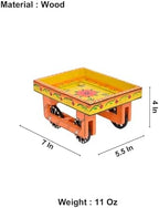 Wooden Trolley with Wheels Hand Painted Serving Tray Indian Decorative Platter for Snack Tea Home Kitchen, alternate view 2