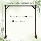 Wooden Wedding Arch Frame Square Wood Arch Backdrop Stand 7.2ft, alternate view 3