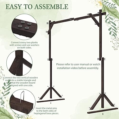 Wooden Wedding Arch Frame Square Wood Arch Backdrop Stand 7.2ft, alternate view 5
