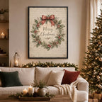 Wreath Framed Christmas Wall Art, Farmhouse Merry Christmas Canvas Pictures, alternate view 2