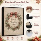 Wreath Framed Christmas Wall Art, Farmhouse Merry Christmas Canvas Pictures, alternate view 5
