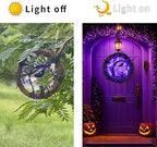 Wreaths for Front Door, 15 Inch Lighted Wreath with Bat and Cat Decor, 45 LED Purple Lights Battery Operated, alternate view