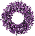 Wreaths for Front Door 22 Inch Purple Glitter Artificial Wreath with Black Grass, Elegant Spooky Door Wreath for