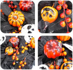 Wreaths for Front Door 24 Inch Gothic Black Door Wreath with Jack-o'-Lantern Pumpkin, Skull, Skeleton Hands &, alternate view