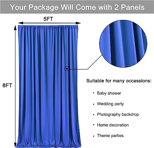 Wrinkle Free 10x8 ft Royal Blue Backdrop Curtains for Parties, Polyester Backdrop Drapes Soft Back Drop for, alternate view 6
