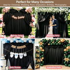 Wrinkle Free Black Backdrop Curtain Drapes 10x10ft, 2-Pack 5x10ft in 10x10ft (W5'xH10', 2 Panels) in Black, alternate view 2
