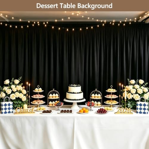 Wrinkle Free Black Backdrop Curtain Drapes 10x10ft, 2-Pack 5x10ft in 10x10ft (W5'xH10', 2 Panels) in Black, alternate view 4