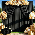 Wrinkle Free Black Backdrop Curtain Drapes 20x10ft, 4-Pack 5x10ft in 10x10ft (W5'xH10', 4 Panels) in Black
