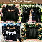 Wrinkle Free Black Backdrop Curtain Drapes 20x10ft, 4-Pack 5x10ft in 10x10ft (W5'xH10', 4 Panels) in Black, alternate view 2