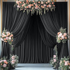 Wrinkle Free Black Backdrop Curtains for Parties, Polyester Photo Backdrop Drapes 2 Panels 5x8ft for Weddings, alternate view