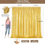 Wrinkle-Free Gold Backdrop Curtain Drapes 10x10ft, 2-Pack 5x10ft in 10x10ft (W5'xH10', 2 Panels) in Gold, alternate view 2