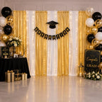 Wrinkle-Free Gold Backdrop Curtain Drapes 10x10ft, 2-Pack 5x10ft in 10x10ft (W5'xH10', 2 Panels) in Gold, alternate view 3
