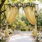 Wrinkle-Free Gold Backdrop Curtain Drapes 10x10ft, 2-Pack 5x10ft in 10x10ft (W5'xH10', 2 Panels) in Gold, alternate view 4