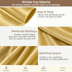 Wrinkle-Free Gold Backdrop Curtain Drapes 10x10ft, 2-Pack 5x10ft in 10x10ft (W5'xH10', 2 Panels) in Gold, alternate view 5
