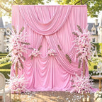 Wrinkle Free Pink Backdrop Curtain for Parties Background, Silky Photo Curtains Backdrop Drapes 2 Panels Back
