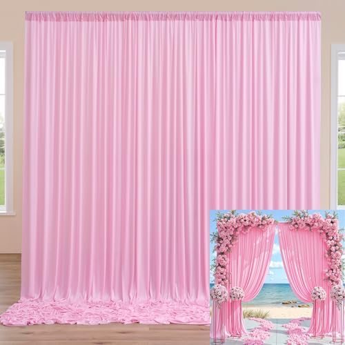Wrinkle Free Pink Backdrop Curtain for Parties Background, Silky Photo Curtains Backdrop Drapes 2 Panels Back, alternate view