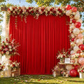 Wrinkle-Free Red Backdrop Curtain Drapes 10x10ft, 2-Pack 5x10ft in 10x10ft (W5'xH10', 2 Panels) in Red