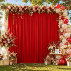 Wrinkle-Free Red Backdrop Curtain Drapes 10x10ft, 2-Pack 5x10ft in 10x10ft (W5'xH10', 2 Panels) in Red
