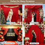 Wrinkle-Free Red Backdrop Curtain Drapes 10x10ft, 2-Pack 5x10ft in 10x10ft (W5'xH10', 2 Panels) in Red, alternate view 2