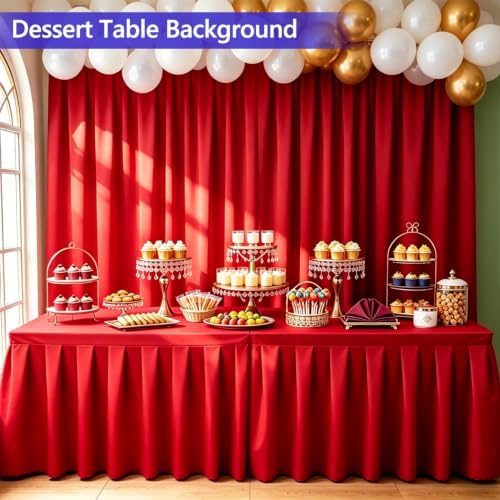 Wrinkle-Free Red Backdrop Curtain Drapes 10x10ft, 2-Pack 5x10ft in 10x10ft (W5'xH10', 2 Panels) in Red, alternate view 5