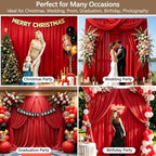 Wrinkle-Free Red Backdrop Curtain Drapes 20x10ft, 4-Pack 5x10ft in 10x10ft (W5'xH10', 4 Panels) in Red, alternate view 2