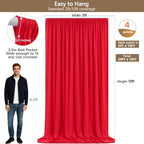 Wrinkle-Free Red Backdrop Curtain Drapes 20x10ft, 4-Pack 5x10ft in 10x10ft (W5'xH10', 4 Panels) in Red, alternate view 3