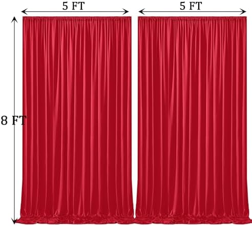Wrinkle Free Red Backdrop Curtains for Parties, Thick Fabric Photo Backdrop Drapes for Christmas Photography, alternate view