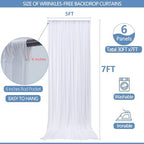 Wrinkle Free White Backdrop Curtain for Parties 30x7ft Soft Fabric Drapes Wedding White Curtain Backdrop for, alternate view