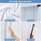 Wrinkle Free White Backdrop Curtain for Parties 30x7ft Soft Fabric Drapes Wedding White Curtain Backdrop for, alternate view