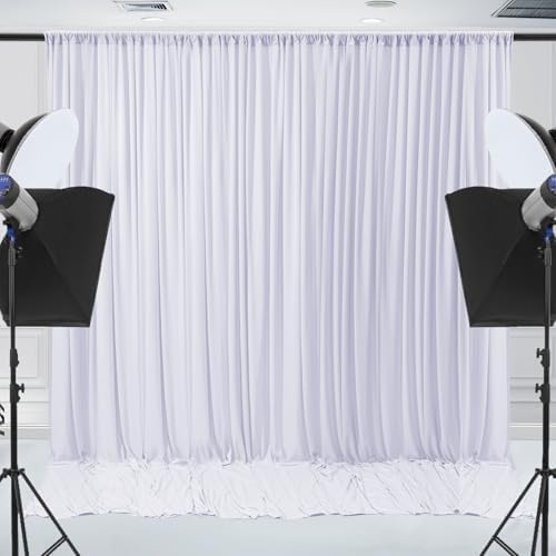 Wrinkle Free White Backdrop Curtain for Parties 30x7ft Soft Fabric Drapes Wedding White Curtain Backdrop for, alternate view