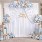 Wrinkle Free White Backdrop Curtain for Parties, Polyester Photo Backdrop Drapes for Weddings Birthday