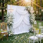 Wrinkle Free White Backdrop Curtains for Parties, Polyester Photo Backdrop Drapes 2 Panels 5x7ft for Photography, alternate