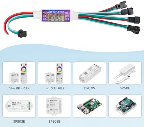 WS2812B WS2811 SM16703 SK6812 WS2814 IC etc 3Pin RGB TTL Amplifier 1 to 4 Support 3PIN Addressable LED Strip, alternate view