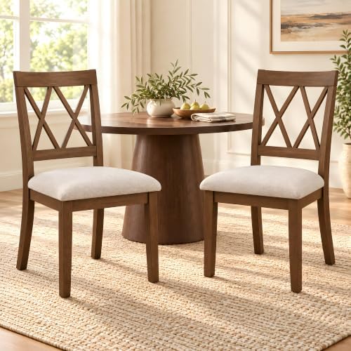X-Back Dining Chairs Set of 2, Upholstered Side Chairs