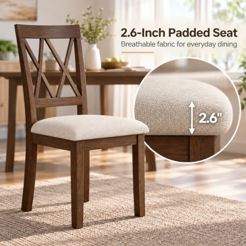 X-Back Dining Chairs Set of 2, Upholstered Side Chairs, alternate view 4