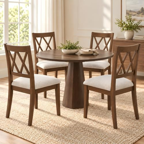 X-Back Dining Chairs Set of 4, Upholstered Side Chairs