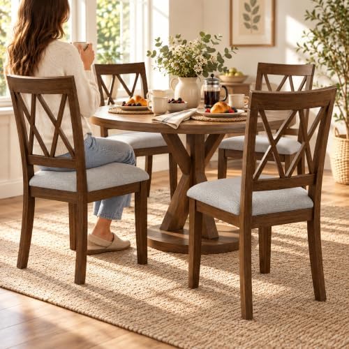 X-Back Dining Chairs Set of 4, Upholstered Side Chairs, alternate view 6