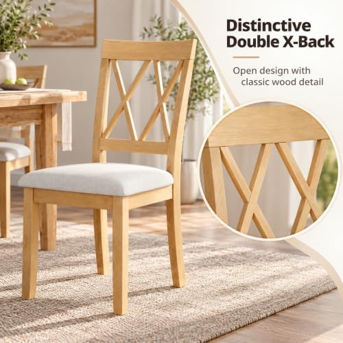 X-Back Dining Chairs Set of 6, Upholstered Side Chairs, alternate view 3