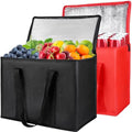 X-Large Insulated Reusable Grocery Shopping Bags, Black+Red, 2 Pack