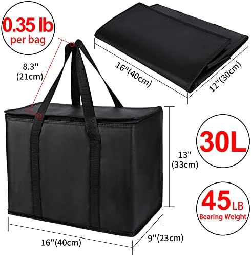 X-Large Insulated Reusable Grocery Shopping Bags, Black+Red, 2 Pack, alternate view 2
