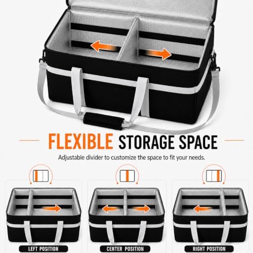 XXXL Insulated Food Delivery Bag with Hard Base and Divider, Black in Black, alternate view 4